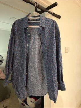 Banana Republic Navy Blue Floral Button-Down Shirt